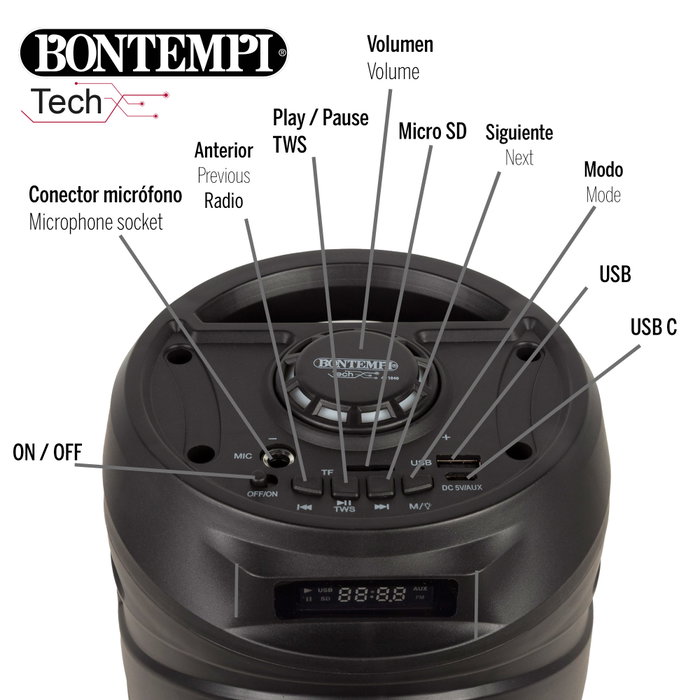 Bontempi Altavoz inalámbrico con luz