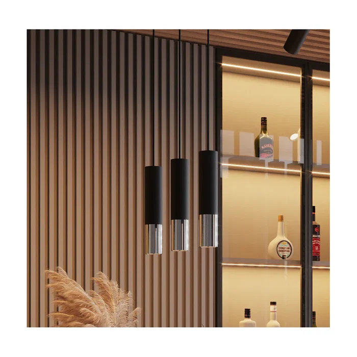 LOOPEZ Lámpara Colgante Loopez 1 - Lámpara de techo estilo clásico y minimalista en negro mate y cromo [SOL-SL.0946]