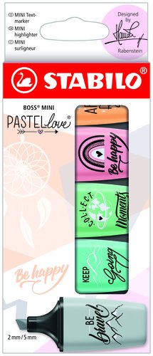 Stabilo Rotulador Boss Mini Pastel Love Estuche 5 Unidades Colores Surtidos Trazo 2-5 mm Stabilo Rotulador Boss Mini Pastel Love Estuche 5 Unidades Colores Surtidos Trazo 2-5 mm