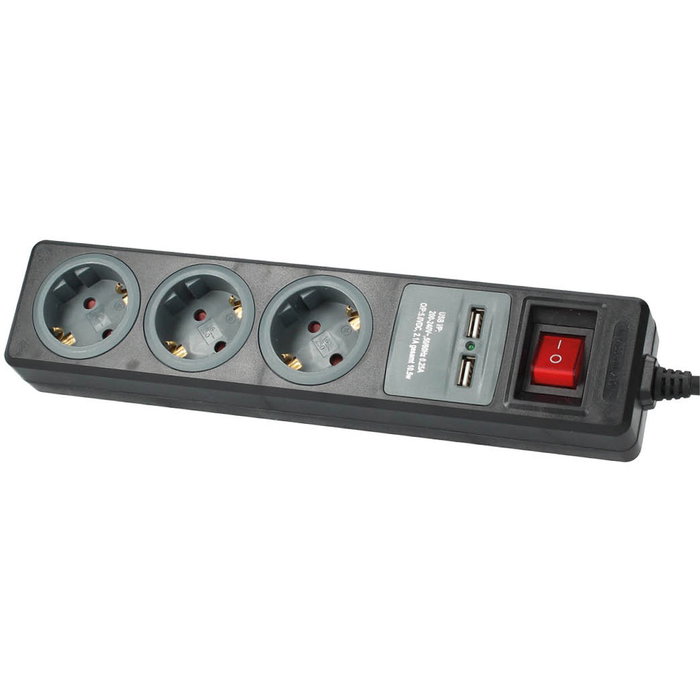 GSC Evolution Base múltiple 3T + 2 USB + Int. (3x1.5mm) 1,4M