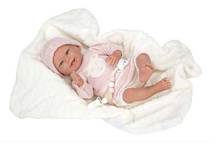 Muñecas Arias Muñeca Reborn Adriana con Manta y Chupete (Muñeco con Peso) 40 cm Español