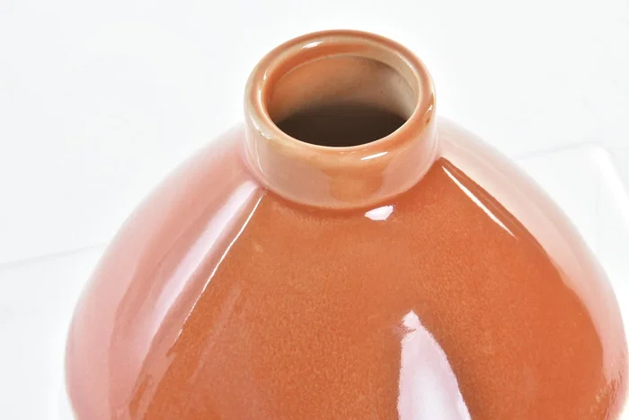 DKD Home Decor Jarrón de Porcelana Bicolor Terracota 15x15x15 cm