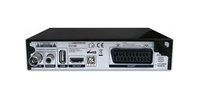 Esperanza EV106R Sintonizador Descodificador DVB-T2/Cable con PVR, HEVC/H.265, HDMI/USB, Dolby Digital, 1080p, Color Negro