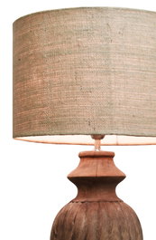 DKD Home Decor Lamparas 1c24 Lámpara Sobremesa Natural Tallado Madera Yute 44 x 44 x 91 cm