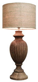 DKD Home Decor Lámpara de Sobremesa de Madera y Yute Tallada Natural