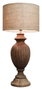 DKD Home Decor Lámpara de Sobremesa de Madera y Yute Tallada Natural