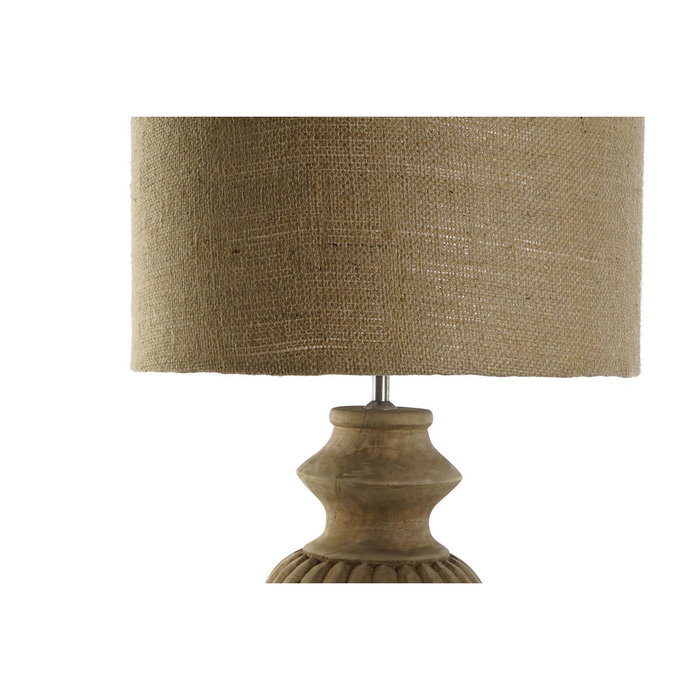 DKD Home Decor Lámpara de Sobremesa de Madera y Yute Tallada Natural