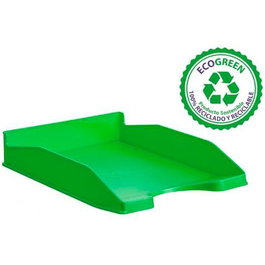 Archivo 2000 Archivo de 3 Posiciones Apilable Bandeja Fondo Liso, DIN A4 y Folio, 345x255x60 mm, Verde - Set de 6 unidades (Set de 6)