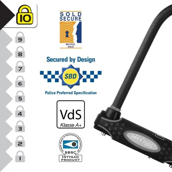 Master Lock Candado U para Bicicleta - Llave, Bicicletas, Bicicletas Eléctricas, MTB - Secure Gold, Aprobado Policía, VDS Clase A+