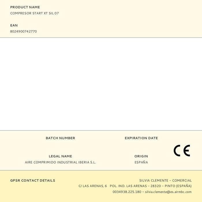 Abac Compresor Start XT SIL 07 Insonoro Sin Aceite 6L 49dB 8 Bar