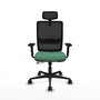 PIQUERAS Y CRESPO Silla de oficina Haches Verde esmeralda y Negro, Mecanismo Sincro/Traslack, Brazos 2D, Cabecero 2D, Lumbar 1D, Ruedas 65mm
