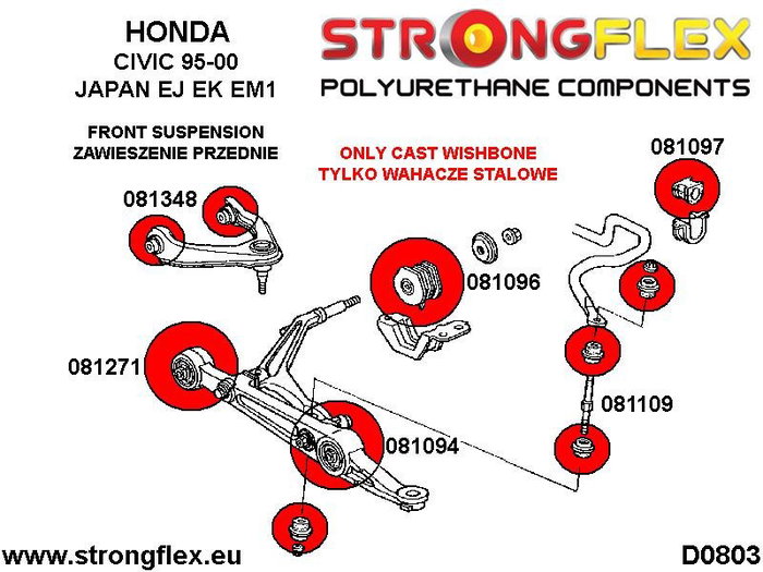 StrongFlex Silentblock Sport 081096A Delantero Inferior Trasero StrongFlex Silentblock Sport 081096A Delantero Inferior Trasero