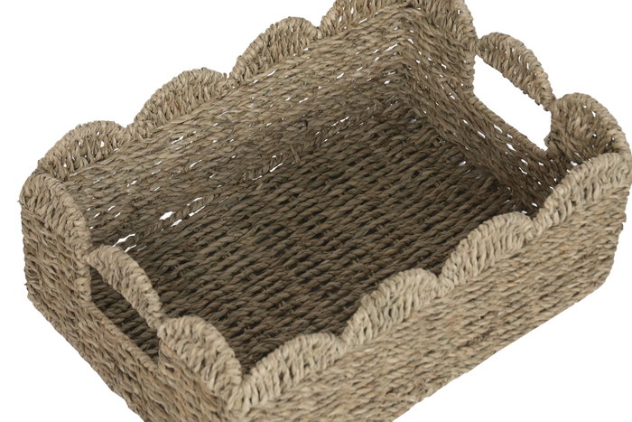 DKD Home Decor Set de 4 Cestas de Seagrass y Metal Natural