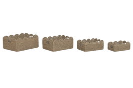 DKD Home Decor Set de 4 Cestas de Seagrass y Metal Natural