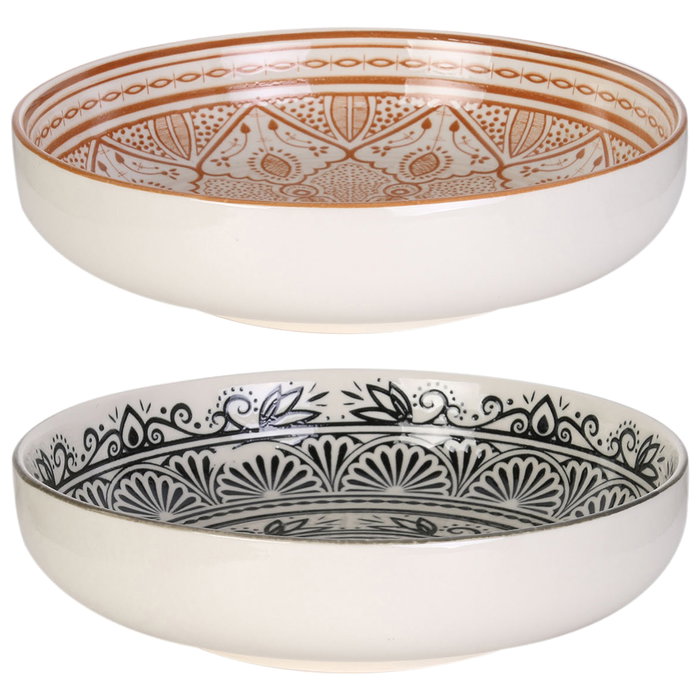 Home Deco Factory Plato Sopa Mirage Diámetro 20 cm Altura 5 cm Estampado Oriental - Blanco/Negro o Blanco/Marrón