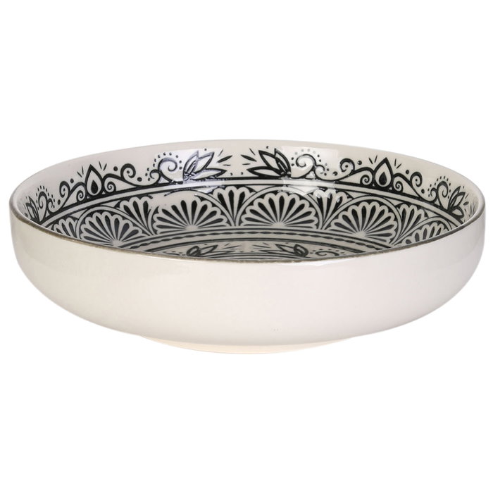 Home Deco Factory Plato Sopa Mirage Diámetro 20 cm Altura 5 cm Estampado Oriental - Blanco/Negro o Blanco/Marrón