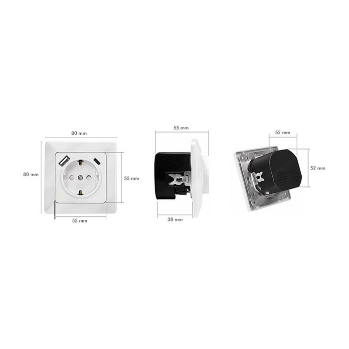 LogiLink Toma de corriente de pared con 1 enchufe y puertos USB-A y USB-C