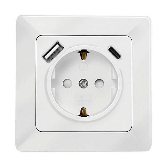 LogiLink Toma de corriente de pared con 1 enchufe y puertos USB-A y USB-C