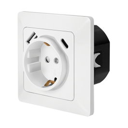 LogiLink Toma de corriente de pared con 1 enchufe y puertos USB-A y USB-C