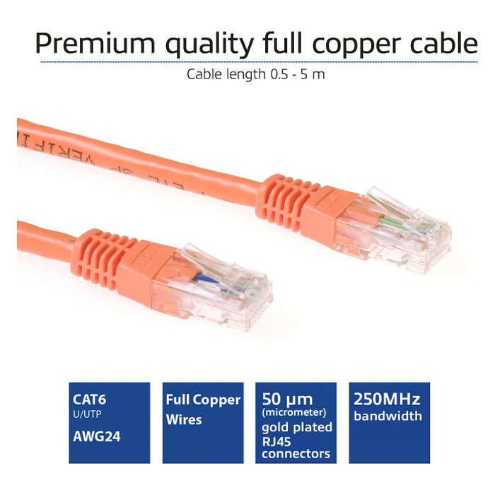 ACT Cable de red IB1520 Cat6 de 20 metros naranja ACT Cable de red IB1520 Cat6 de 20 metros naranja