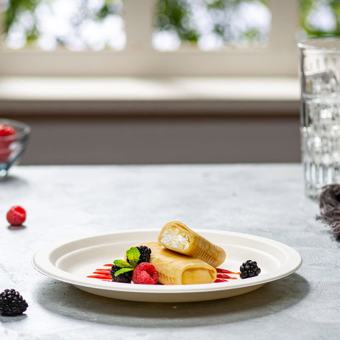 Inde Set de 15 Platos Biodegradables, Diámetro 22 cm, Quality Algon (24 Unidades)