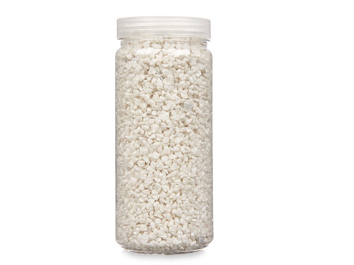 Giftdecor Bote de Piedra Metalizada Blanca de 2-5 mm, 700 g, Dimensiones 6.5 x 15.8 x 6.5 cm (Set de 12)