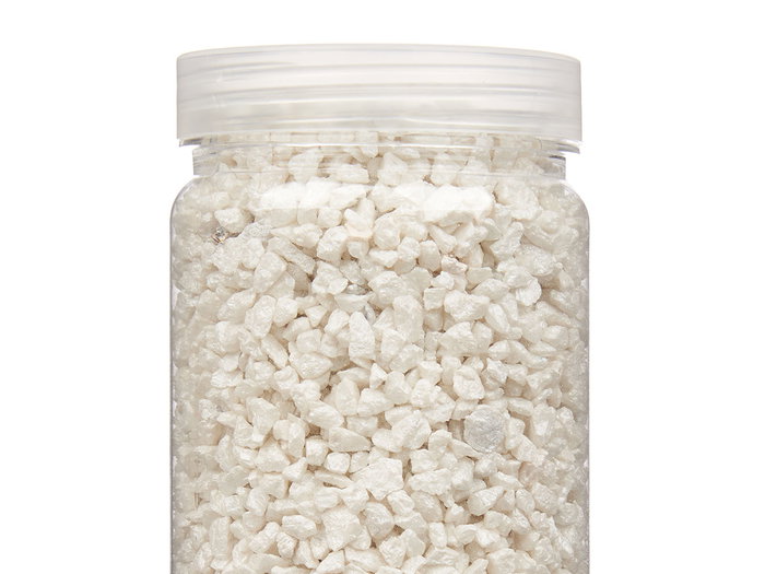 Giftdecor Bote de Piedra Metalizada Blanca de 2-5 mm, 700 g, Dimensiones 6.5 x 15.8 x 6.5 cm (Set de 12)