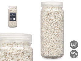 Giftdecor Bote de Piedra Metalizada Blanca de 2-5 mm, 700 g, Dimensiones 6.5 x 15.8 x 6.5 cm (Set de 12)