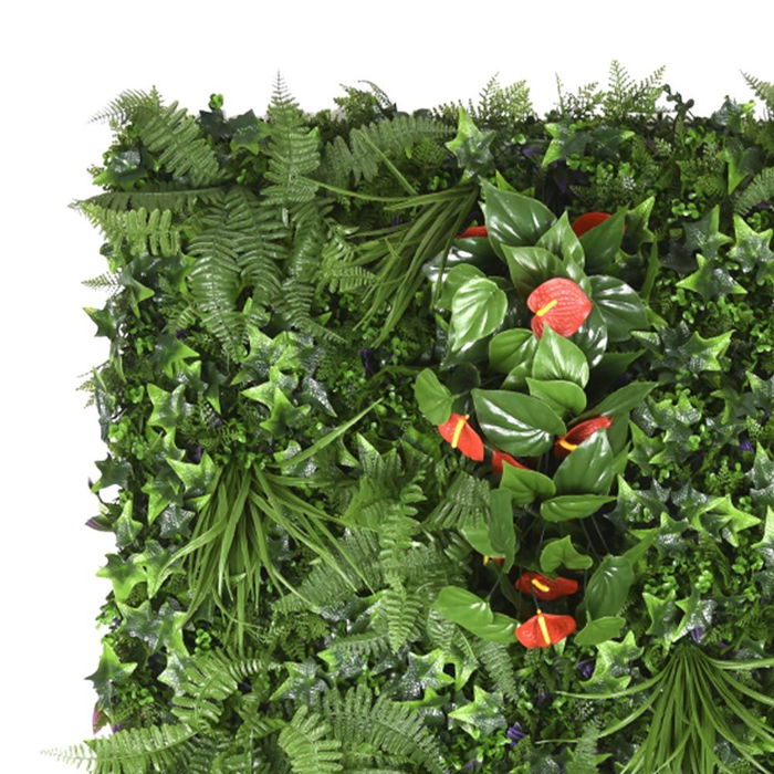 Faura Jardín Vertical Tropical 1 x 1 m Interior Exterior Aspecto Frondoso Fácil de Cortar y Customizar Tratamiento Anti-UV
