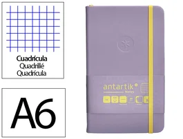Antartik Cuaderno A6 Tapa Dura Hojas Cuadriculadas Morado y Amarillo 100 Hojas 80gr FSC
