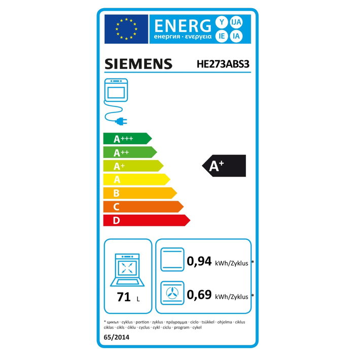 Siemens iQ300 HE273ABS3 + EA64RGNA1E Placa Cerámica 4 Zonas y Horno Eléctrico 71L Negro