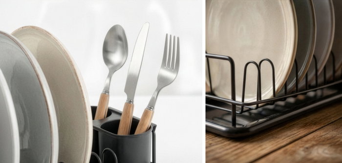 Quttin Escurreplatos Metal con Bandeja Black