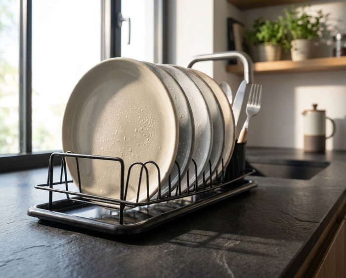 Quttin Escurreplatos Metal con Bandeja Black