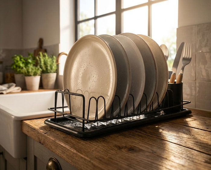 Quttin Escurreplatos Metal con Bandeja Black