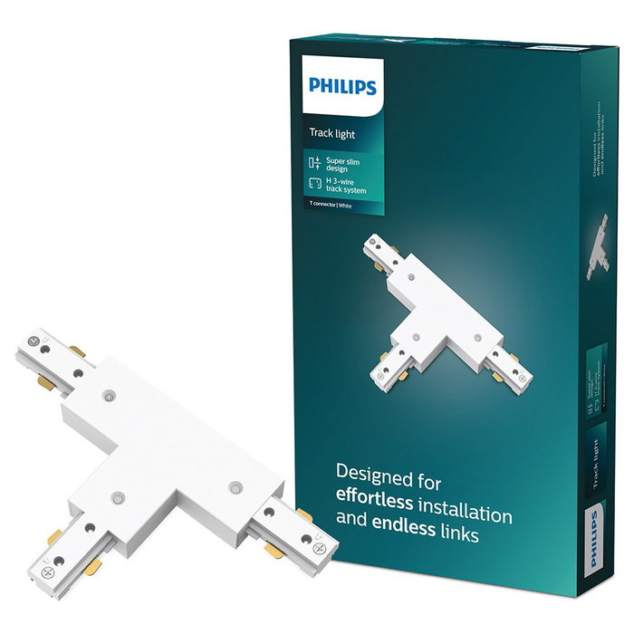 Philips Easylink Conector en T Blanco para Sistema de Carril, 1800W Máx, 220-240V, 107x17x179mm