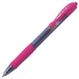 Pilot Bolígrafo de Gel Retráctil G-2 0.7 mm, Tinta Azul, Cuerpo Rosa, Grip de Caucho, Fabricado con Plástico Reciclado - Pack de 12 Unidades (Set de 12)