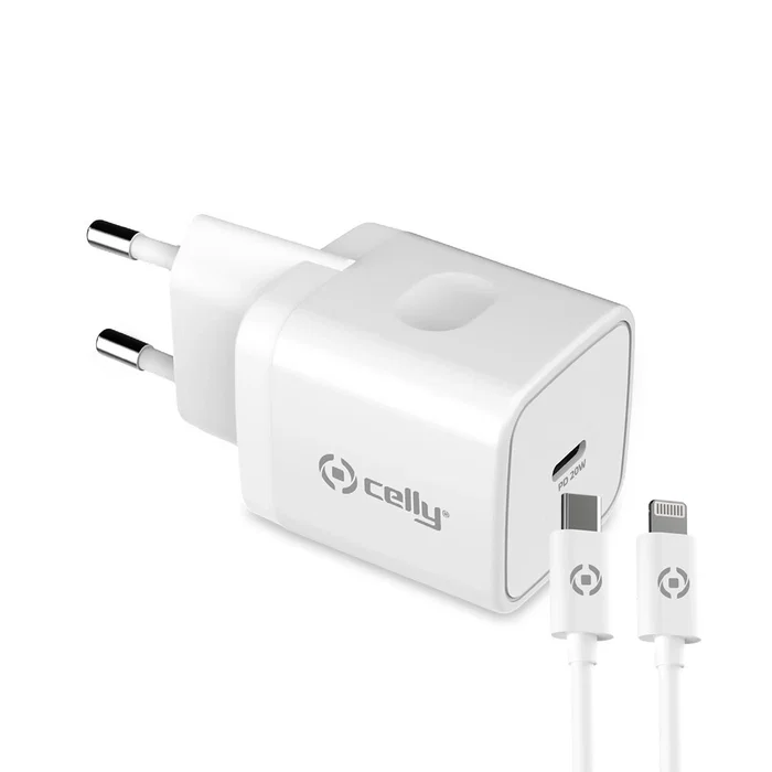 Celly Cargador TC1C20WLIGHTWH USB-C Blanco con Cable USB Type-C a Lightning Celly Cargador TC1C20WLIGHTWH USB-C Blanco con Cable USB Type-C a Lightning
