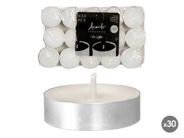 Acorde Set 30 Velas Tea Light Blancas 3H 18x2x11 cm (Set de 24)