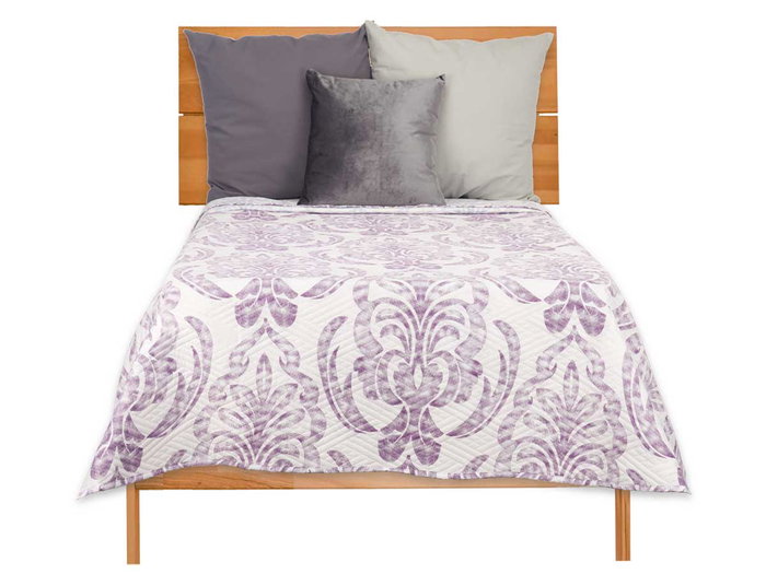 Colcha Cama Reversible 240 x 260 cm Damascado Blanco/Morado Tacto Suave Giftdecor (Set de 6)
