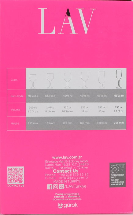 Lav Set 6 Copas de Champagne 195cc Ø5.3x20.5 cm (4 Cajas)