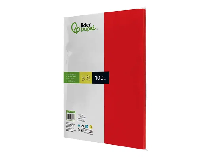 Liderpapel Papel de color Rojo DIN A4 80g, 100 hojas Liderpapel Papel de color Rojo DIN A4 80g, 100 hojas