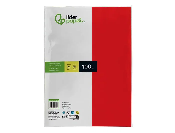 Liderpapel Papel de color Rojo DIN A4 80g, 100 hojas Liderpapel Papel de color Rojo DIN A4 80g, 100 hojas