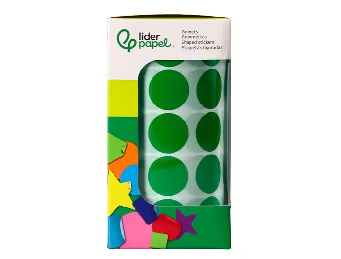 Liderpapel Gomets Autoadhesivos Circulos 20 mm Verde Rollo de 2000 Unidades