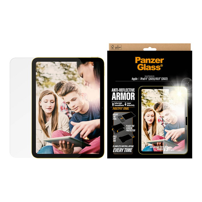 PanzerGlass Anti-Reflective Armor Screen Protector para iPad 11 (2025) y iPad 10.9 (2022) | Ultra-Wide Fit con Fastfit, Antirreflejo, Antirayones