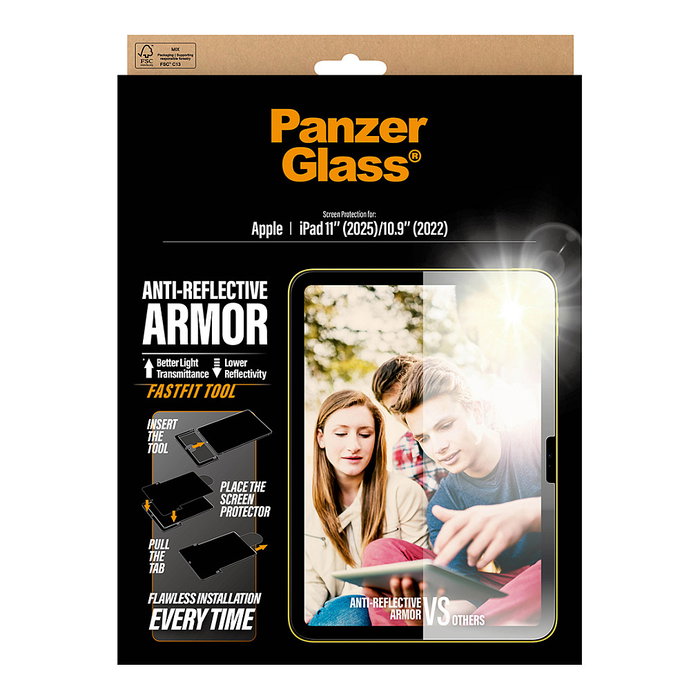 PanzerGlass Anti-Reflective Armor Screen Protector para iPad 11 (2025) y iPad 10.9 (2022) | Ultra-Wide Fit con Fastfit, Antirreflejo, Antirayones