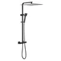 Columna de ducha OCEANIC - Mezclador termostático - Rociador alto cuadrado 40x40 cm - Negro mate