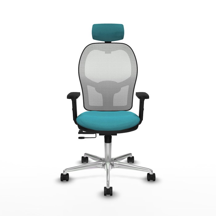 PIQUERAS Y CRESPO Silla de oficina Jorquera con mecanismo Sincro/Traslack, Turquesa y Blanco