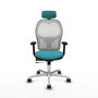 PIQUERAS Y CRESPO Silla de oficina Jorquera con mecanismo Sincro/Traslack, Turquesa y Blanco