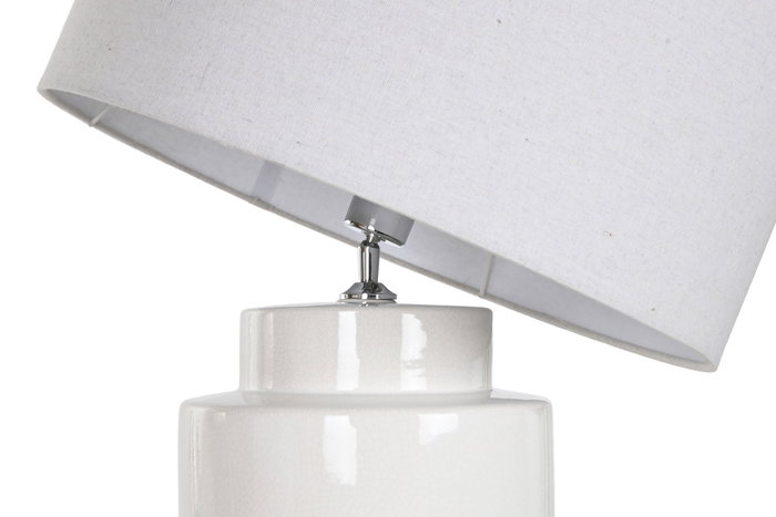DKD Home Decor Lámpara de pie de cerámica y lino Blanco 50x50x139,5 cm