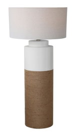 DKD Home Decor Lámpara de pie de cerámica y lino Blanco 50x50x139,5 cm